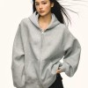 Women's American Heavyweight 500g Hooded Cardigan Oversized Fleece-Lined Zip-Up Sweatshirt