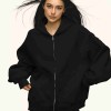 Women's American Heavyweight 500g Hooded Cardigan Oversized Fleece-Lined Zip-Up Sweatshirt