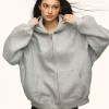 Women's American Heavyweight 500g Hooded Cardigan Oversized Fleece-Lined Zip-Up Sweatshirt