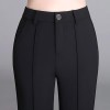 Women's Black Suit Pants - High-Waisted Slim Fit Flared Hem Trousers