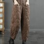 Women's Quilted Puffer Pants - High-Waisted Loose Fit Ankle-Cuff Winter Warm Trousers