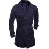 Men's Solid Casual Trench Coat,Others Long Sleeve-Blue / White