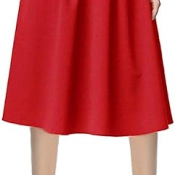 Women's Knee Length Casual Work 2024 Fall Elastic Waist A Line Midi Skirt with Pocket