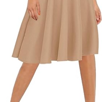 Urban CoCo Women's A-Line Elastic High Waist Flare Work Midi Knee Length Stretchy Skirt