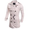 Men's Solid Casual Trench Coat,Others Long Sleeve-Blue / White