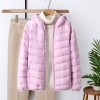 Women's Lightweight Down Jacket - Hooded Slim Fit Short Puffer Coat