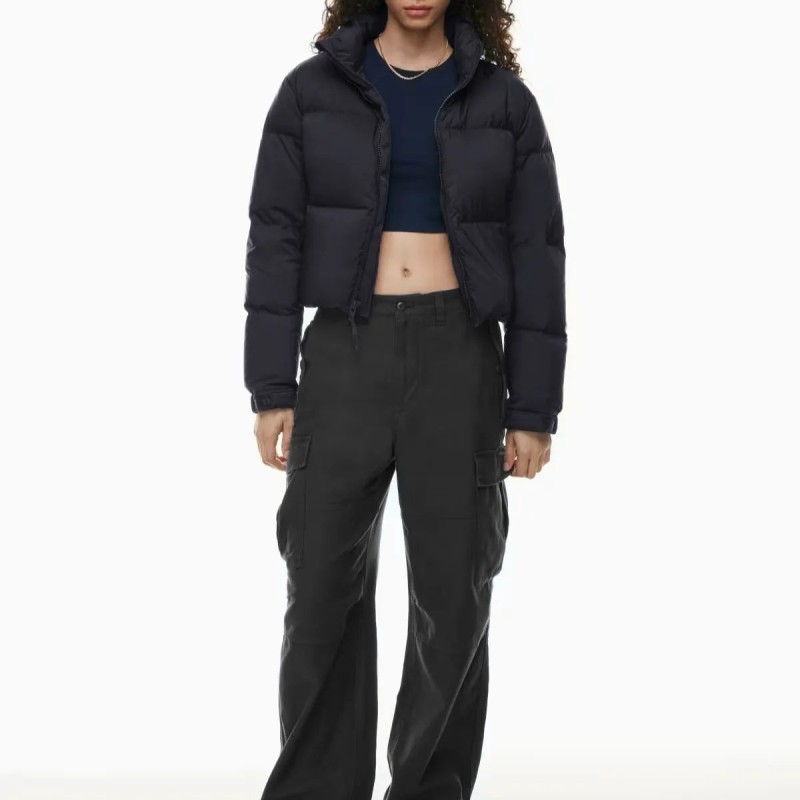 Women's Short Puffer Jacket - Stand Collar Loose Fit Duck Down Coat for Petite Figures