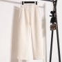 Women's Petite Fleece Lined Chenille Wide Leg Pants - High Waisted Narrow Cut Straight Trousers