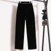 Women's Petite Fleece Lined Chenille Wide Leg Pants - High Waisted Narrow Cut Straight Trousers