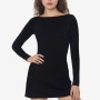 PON3644 - Ponte Long Sleeve Boatneck Dress