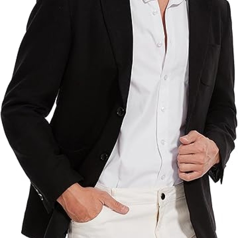 Men's Linen Sport Coat Two Button Lightweight Blazer Business Casual Jacket