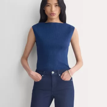 Boat-Neck Ribbed Knit