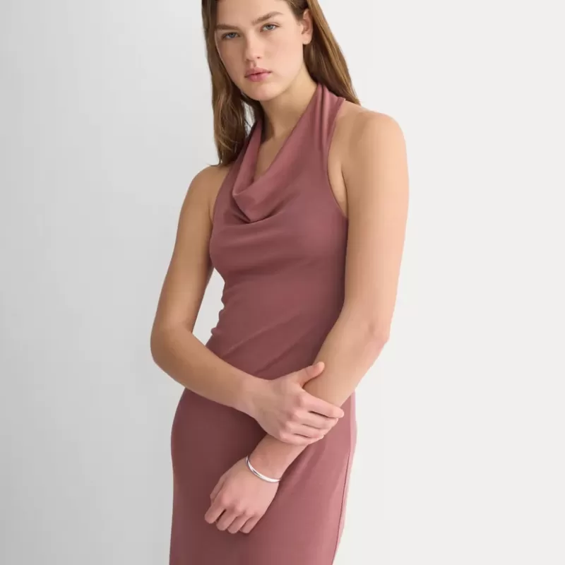 Cowlneck Halter Dress in Butterknit