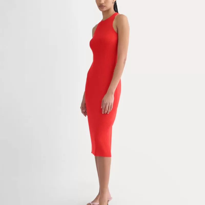 Cutaway Ribbed Midi Dress