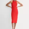Cutaway Ribbed Midi Dress