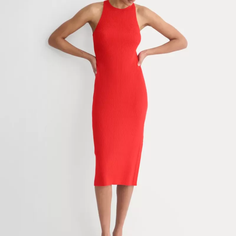 Cutaway Ribbed Midi Dress