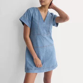Denim Short-Sleeve Dress