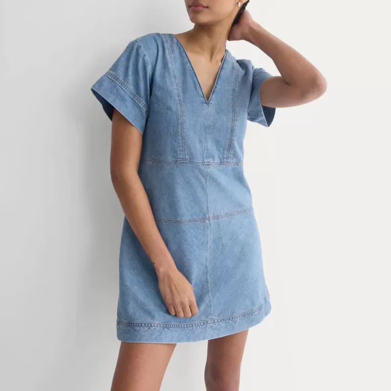 Denim Short-Sleeve Dress