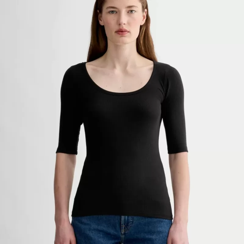 The Luxe Rib Scoop-Neck Tee